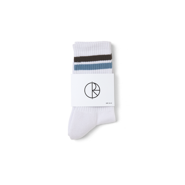 Polar Skate Co. - Stripe Socks - White/Brown/Blue