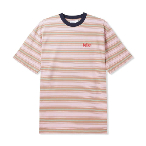 Butter Goods - Cliff Stripe Tee - Coral/Tan