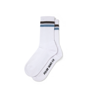 Polar Skate Co. - Stripe Socks - White/Brown/Blue